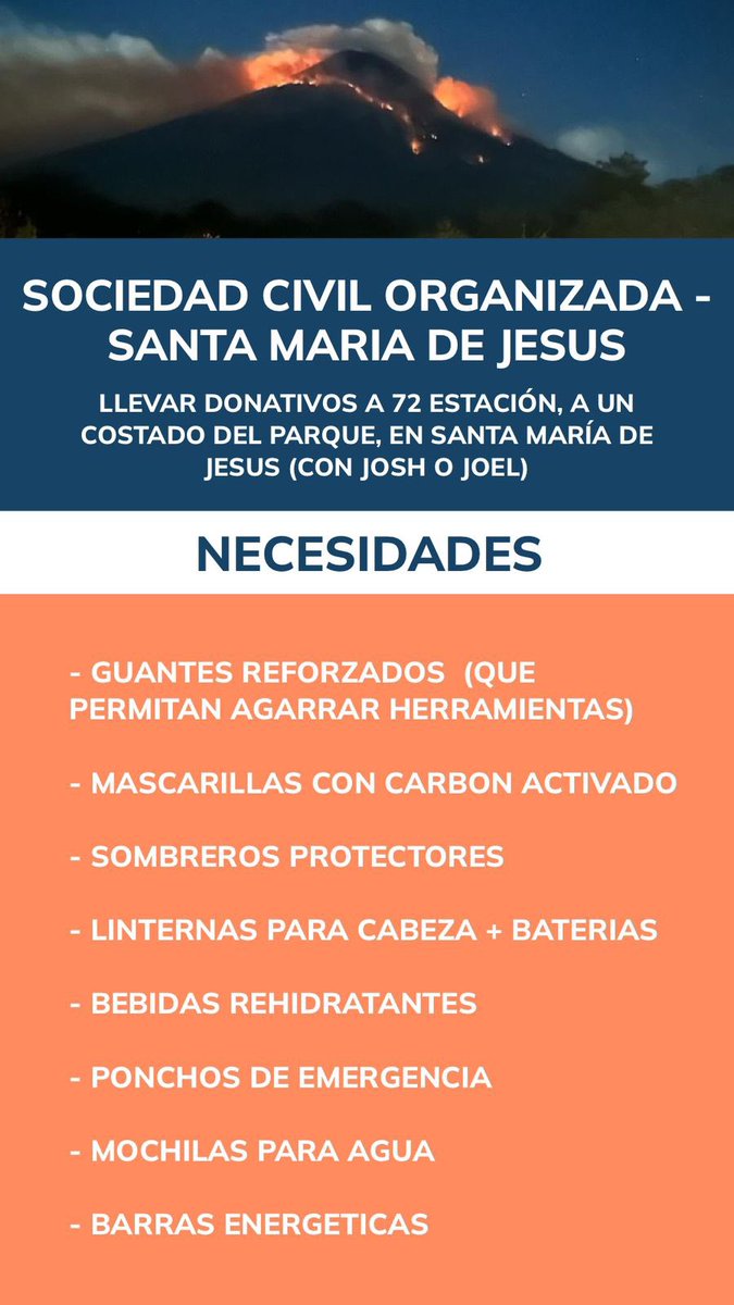 PiaLaPeriodista's tweet photo. 🚨 Aún se necesita más apoyo para el volcán de Agua. Tanto para insumos para los equipos de bomberos y voluntarios, como para pagar los vuelos del helicóptero con agente hidratante.

¡Cada aporte y RT ayuda! https://t.co/7GHgKejz5Q