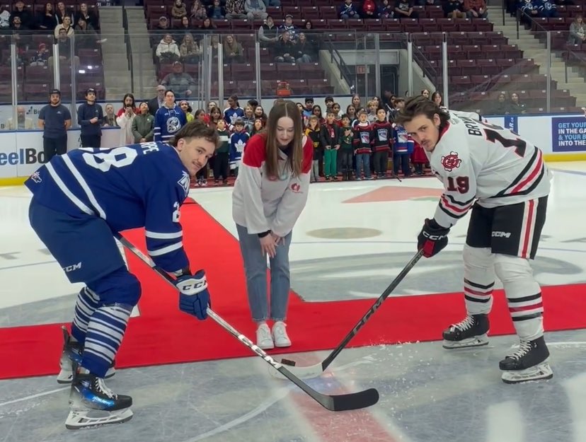 hkygivesblood's tweet photo. Tonight’s special guest for the @OHLSteelheads game night is Nicole.

Nicole is a two-time cancer patient diagnosed with leukemia and melanoma. She received a lifesaving stem cell transplant from an un-related donor found on the stem cell registry. ❤️ https://t.co/YqpjOGfvmQ