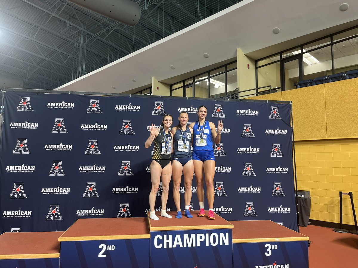 Off to a great start @ the AAC Championships!! New school record (again) and new AAC pentathlon record by the Amazing Eliza Kraule!!