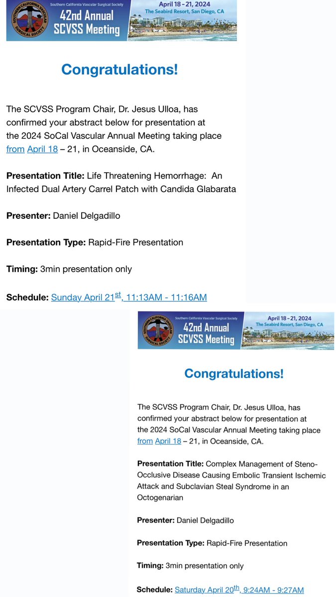 UCIrvine Vascular Surgery (@ucivascularsurg) on Twitter photo Huge congratulations to Drs. Sharma, Delgadillo, Liang, and Hegazi on acceptances to #SCVSS! <a href="/VascularSocal/">SoCal Vascular</a> #VascularRocks #DreamTeam Huge congratulations to Drs. Sharma, Delgadillo, Liang, and Hegazi on acceptances to #SCVSS! <a href="/VascularSocal/">SoCal Vascular</a> #VascularRocks #DreamTeam