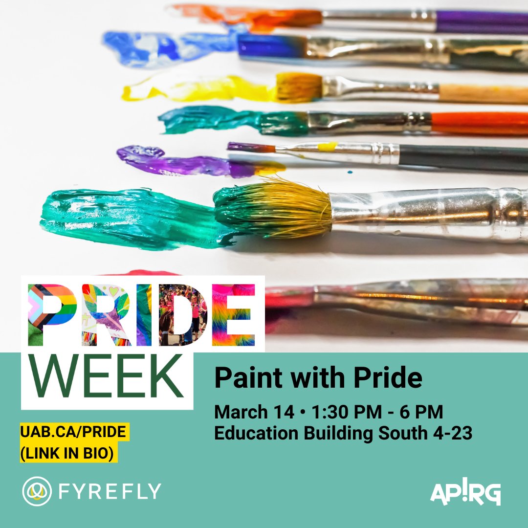 De-stress with this drop-in art event on March 14 from 1:30 PM - 6 PM! Materials will be provided for you to create your own artwork! For more about Pride Week events, visit uab.ca/pride #2SLGBTQ+ #ualbertaprideweek #fyrefly #ualbertastudents #ualberta