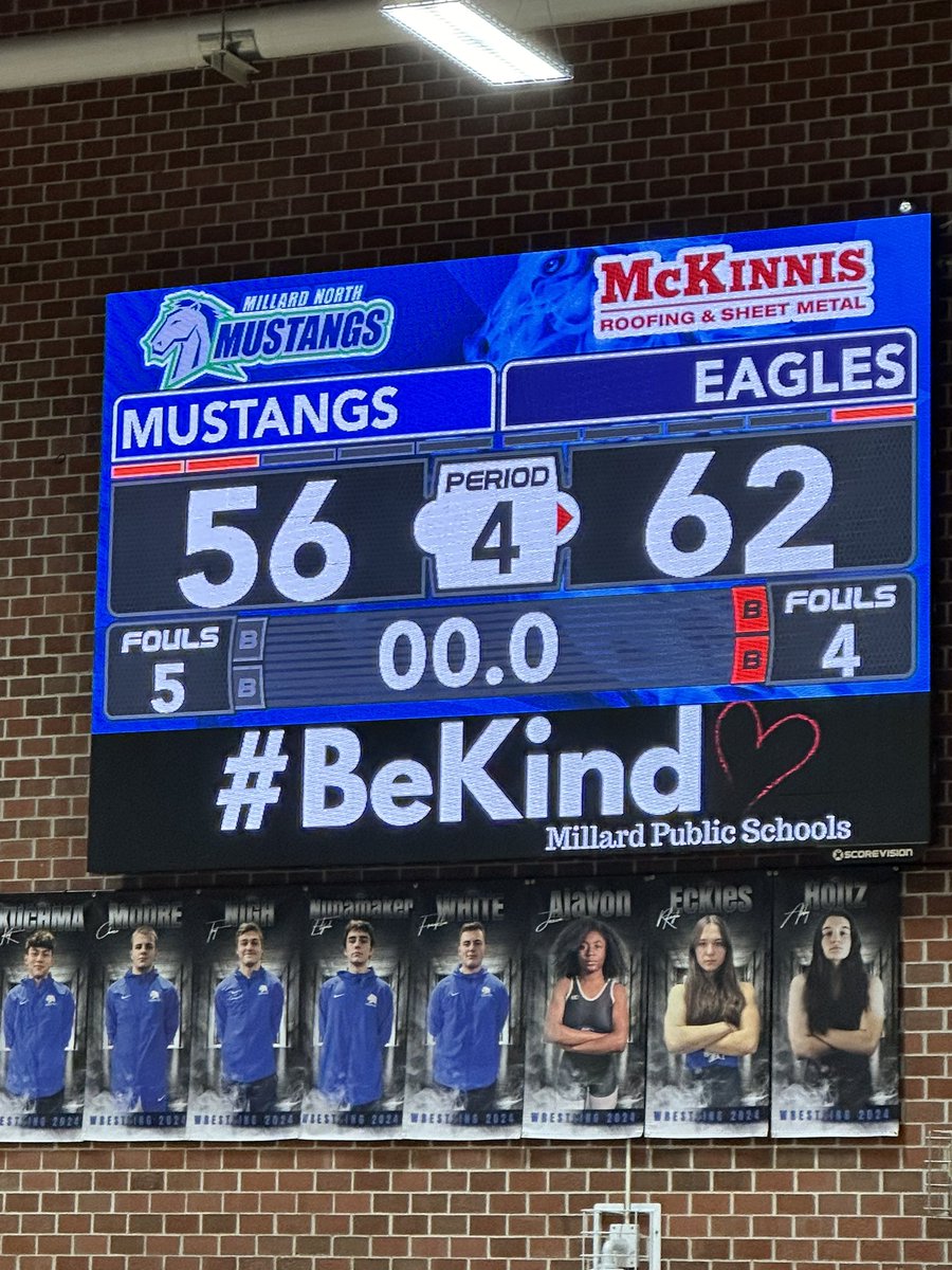 Spideyddj's tweet photo. Lady Mustangs are upset in the district finals by Omaha Central. We will have to see how the other districts play out. @MNHSActivities @MNmustangGBB @MillardNorthHS  #proud2bmnhs #rollstangs https://t.co/uMXTOwlQns