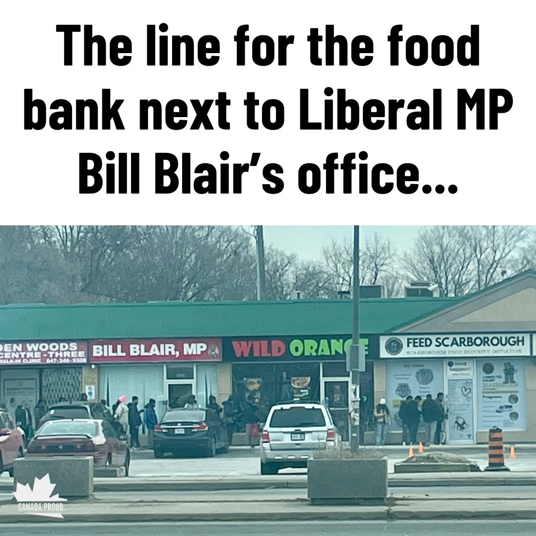 WeAreCanProud's tweet image. There is now a food bank line beside the office of a Liberal cabinet minister…