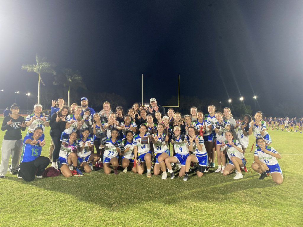 First Flag Football game in school history ends with a JAWS VS CLAWS win and a DISTRICT win! Great job Bull Sharks!