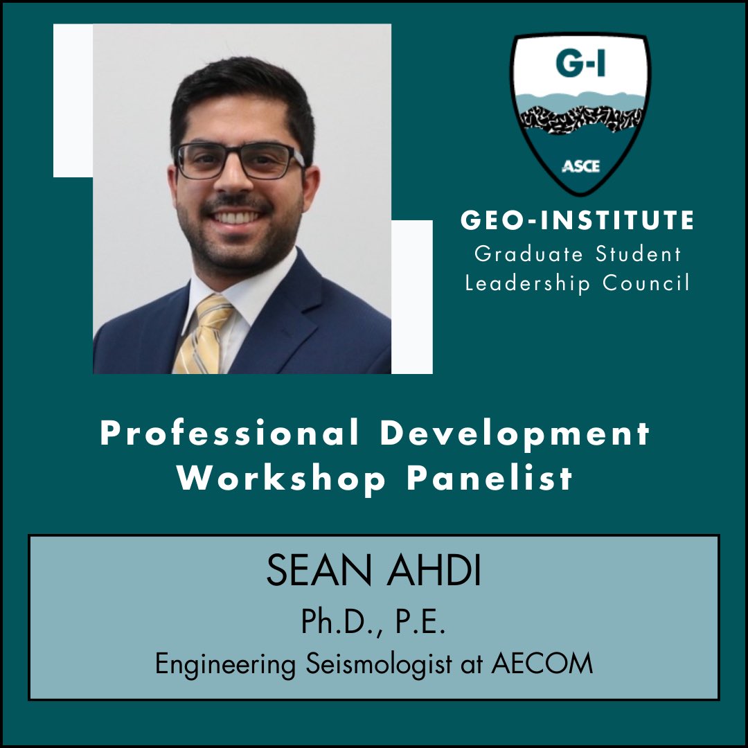 GeoInstituteSLC's tweet photo. Getting ready for #GeoCongress2024?

Dr. Sean Aldi will be with us at the professional development workshop. He is a Engineering Seismologist at @AECOM 

Come and hear more about our panelist on Feb. 25th at 2:30 pm. https://t.co/SzCKKnrlkC