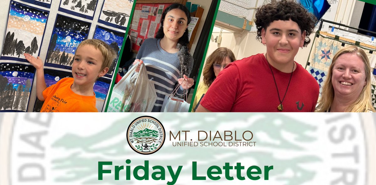 This week's #MDUSD Friday Letter spotlights @VikingPridePH Art Fair, @NorthgateHS student wants to help others; NHS Girls & @YgnacioValley Boys Basketball teams are in NCS championships; OGMS celebrates reclassified students; NHS wrestling champion, & more psqr.io/wxMJz0G0am
