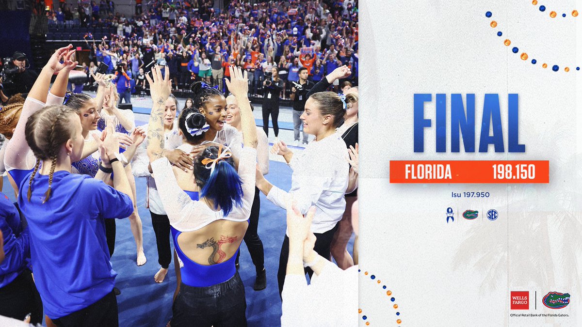 GatorsGym's tweet image. WHAT A NIGHT🤩

🔹Gators win with a season-high score!!

#GoGators | Presented by @WellsFargo