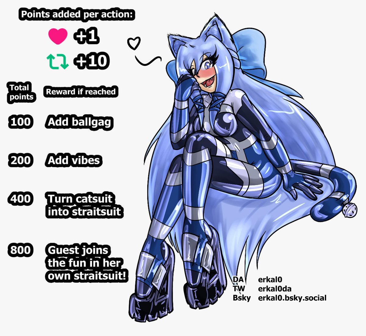 erkal0da's tweet photo. Looks like Adelise-- or is it Nyahdelise? -- wants to play a fun lil' game! And she made sure to put on one of her favorite latex catsuits for occasion! So... will you help Nyahddy?~💙
(Petting Nyahddy does not grant points, but is appreciated!) https://t.co/potjLk2Ncm