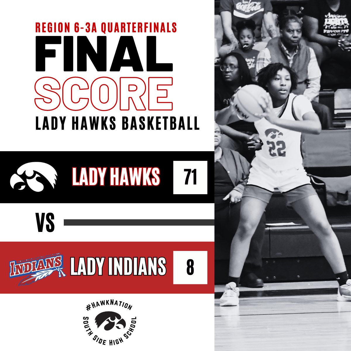 SSHSHawks's tweet photo. WBB: FINAL SCORE
Region 6-3A Quarterfinals 

Lady Hawks 71
Montgomery Central 8

#HawkNation 

@JmcssA @GCSportsWriter @JSEditorBrandon @_AlexNorthcut @jt_1823 @west10sports @Sports731Net @731preps @preps_sun @nwtn_froggy https://t.co/XUW4hgitmW