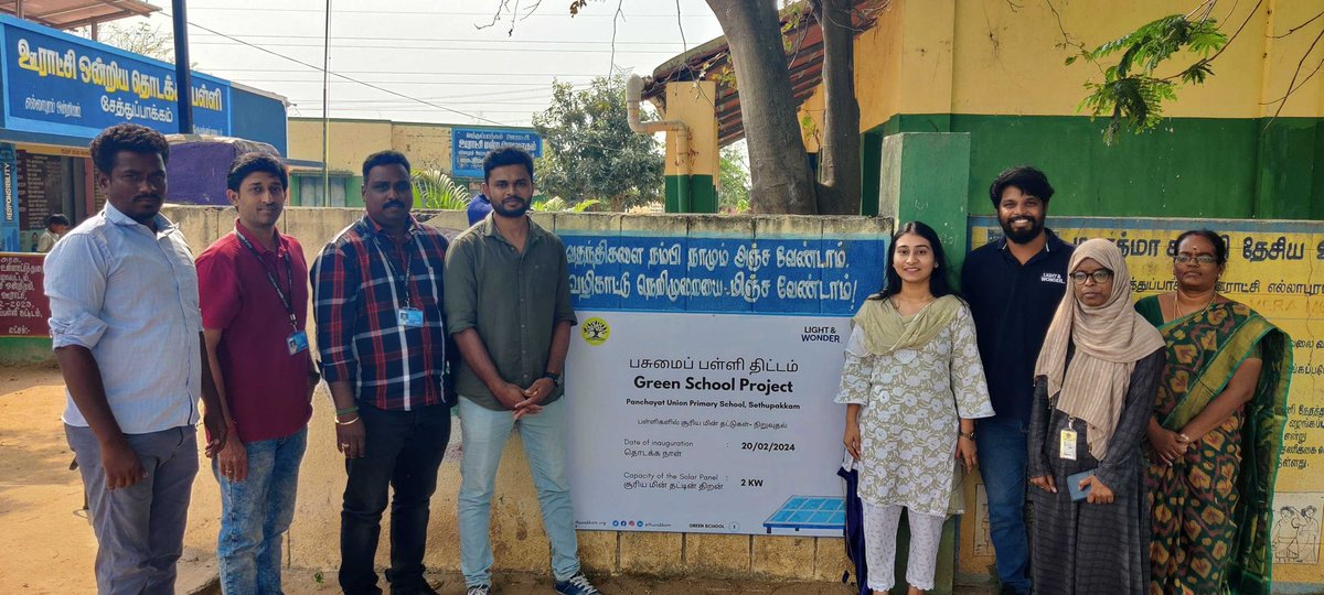 Thuvakkam's tweet photo. Thuvakkam and Light and Wonder collaborated in installing Solar panels 3 in schools as a part of the Green School initiative. A 2 kW solar panel was installed at the Panchayat Union Primary School in Sethupakkam which was one among the schools. https://t.co/AYTlTvJqxn