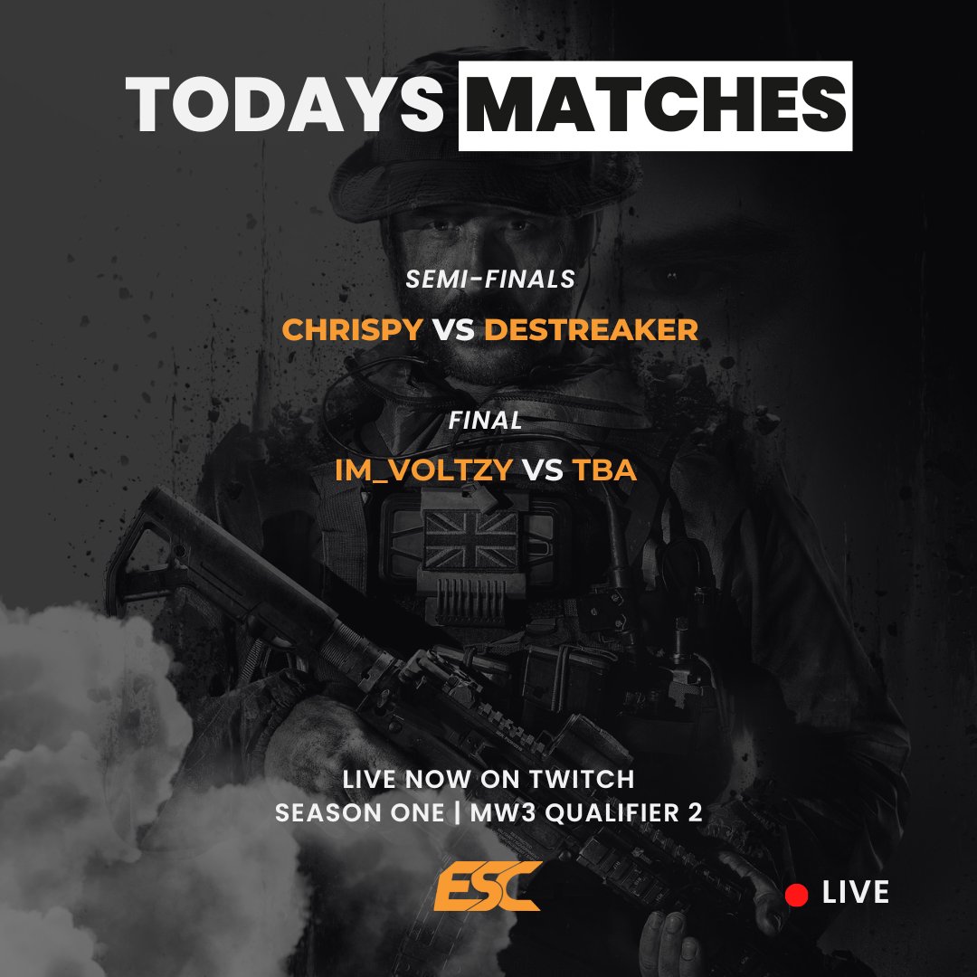 EsportsChampGG's tweet photo. The draw is set, the players are ready! ๐ฅ The ESC Season One MW3 Qualifier 2 matchups are HERE. Who will make it to the finals? Watch the epic battles unfold LIVE on Twitch now! https://t.co/wNXw9m9LAB #ESCS1 #MW3 #Esports https://t.co/RhTbIq28il