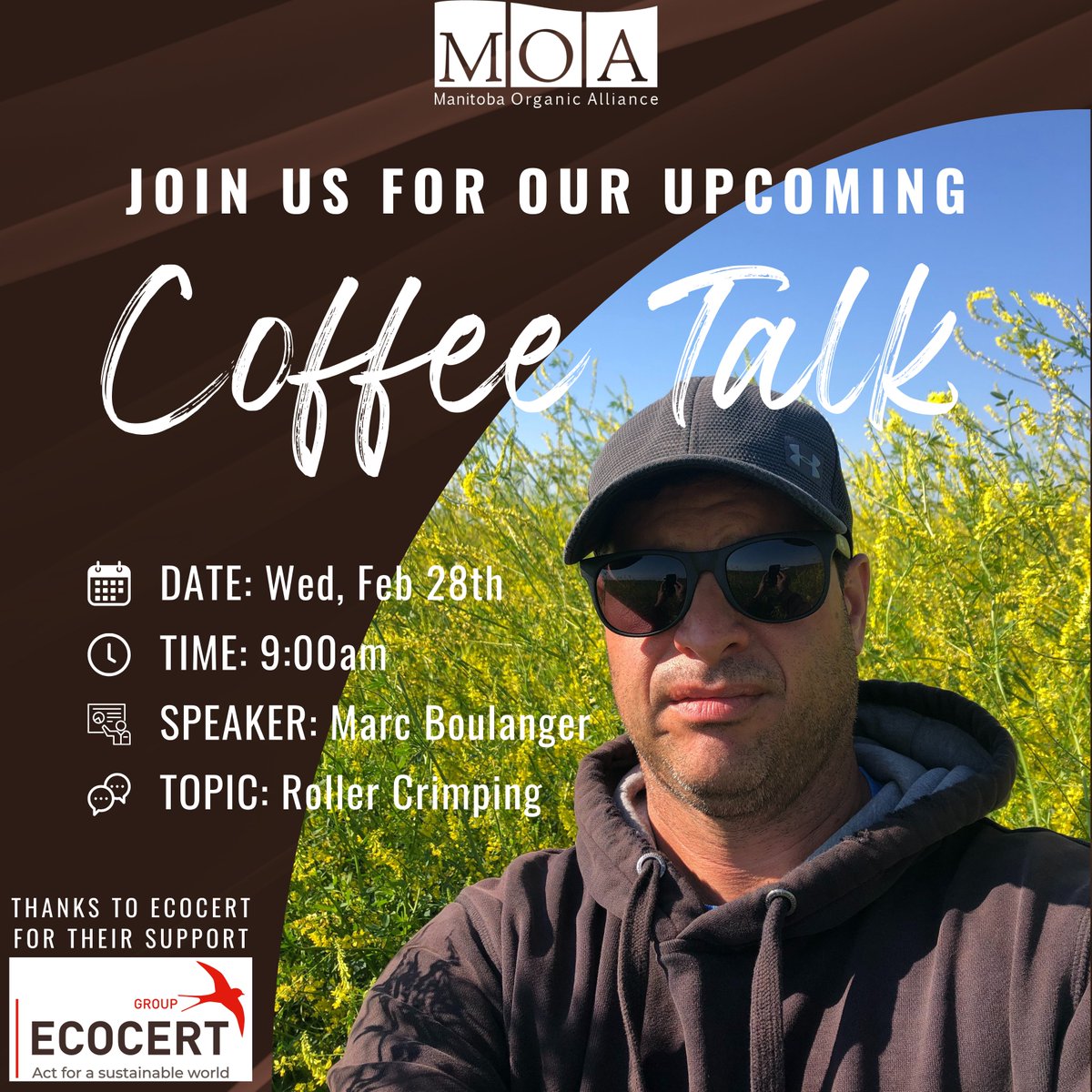 Join MOA for our upcoming virtual Coffee Talk session on Wed, Feb 28th at 9am.
Our presenter, Marc Boulanger, will speak on the financial aspects, timing considerations and other logistics about roller crimping.

#organicfarming #agriculturetips