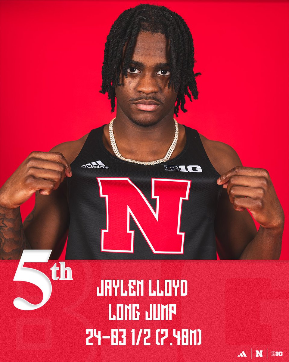 Jaylen Lloyd adds a top-five finish for the Big Red with a 24-3 1/2 (7.40m) in the LJ!!