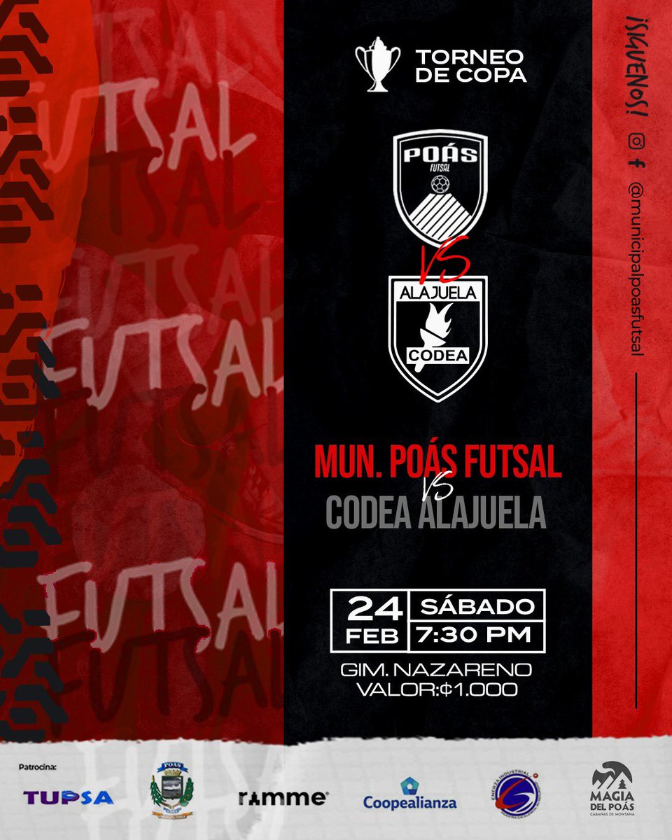 PoasFutsal's tweet photo. Sábado 24/02/24 
Nazareno 
7:30 pm https://t.co/m1tIpVw9EU