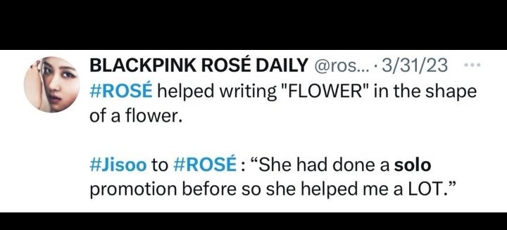 JS clearly said, ROSÉ helped designed the logo, where did ur fave ever say, Rosé just helped with angles???
Where???
Jisoo admitting ROSÉ was her no1 contributor from promotions to drawing the FLOWER design itself but y'all too pressed to actually admit it.