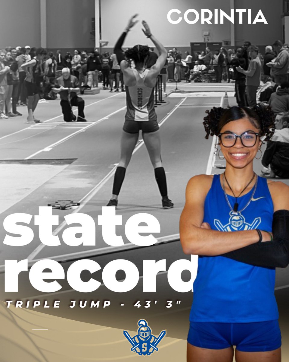 Not many people get to break their own State Record… As @MileSplitNY stated, she is “simply unrivaled.” And tonight she 🚀 All the way to 43’ 3” 1️⃣ Section V Record 1️⃣ NYS Indoor Record 8️⃣th US High School ALL TIME Way to go, Corintia! ⚔️ More to come…