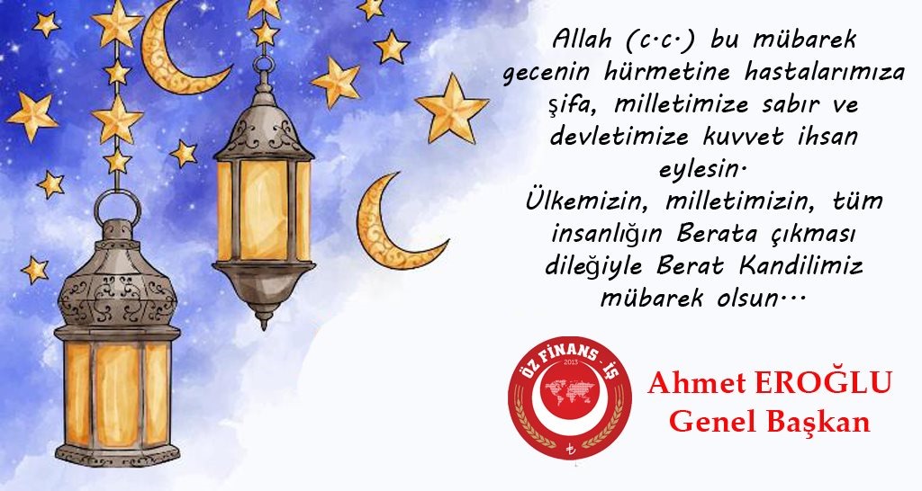 Berat Kandili'nizi tebrik eder; bu kutlu gecenin ülkemize, İslam alemine ve bütün insanlığa iyilik, güzellik getirmesini Cenab-ı Hakk'tan niyaz ederiz.