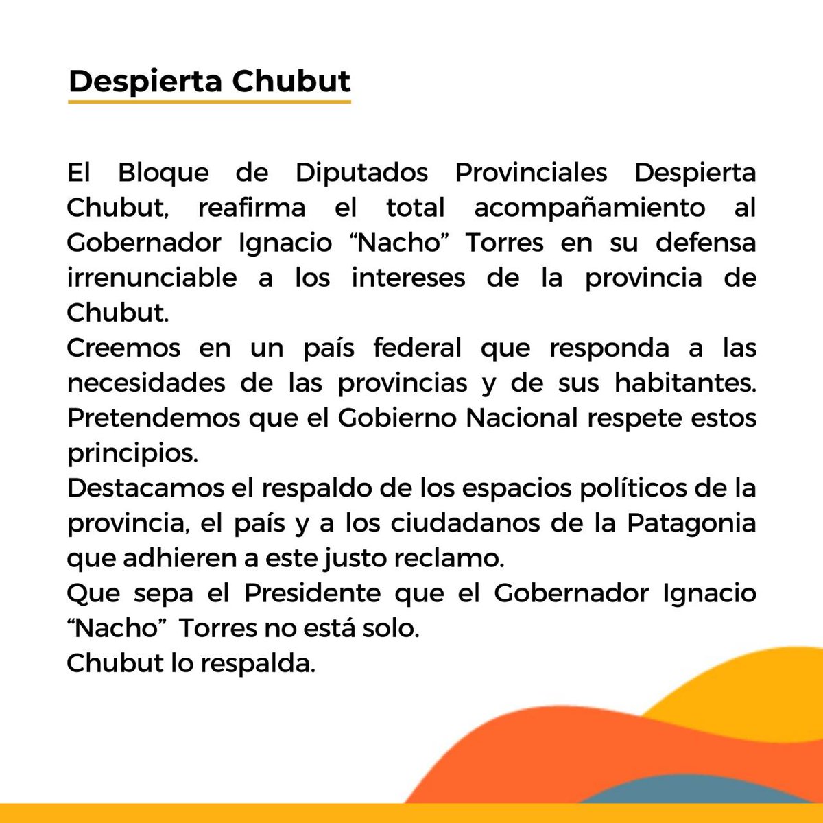 AguileraMAndrea's tweet image. El gobernador @NachoTorresCH no está solo, #Chubut lo respalda.