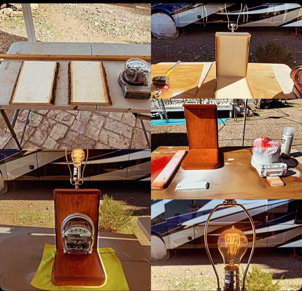 Happy Friday Everybody, Taking a break from working on the RV as well as the Small Tiny Home. I finally finished building the electric meter lamp (Battery, Electric and Voice Controlled) 
Check me out on YouTube (TIMROVER), for other cool RV/TT and more innovations.