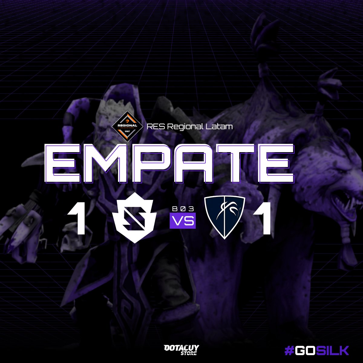🙅🏽‍♂️ ¡IGUALES! 🙅🏽‍♂️

Esta tarde no nos sacamos ventaja 🆚 Invaders y empatamos 1 a 1 por la serie de la fase de grupos de la RES Regional Latam.

Mañana seguimos nuestro camino. ¡Gracias por su apoyo! 🙌🏽

#GOSILK