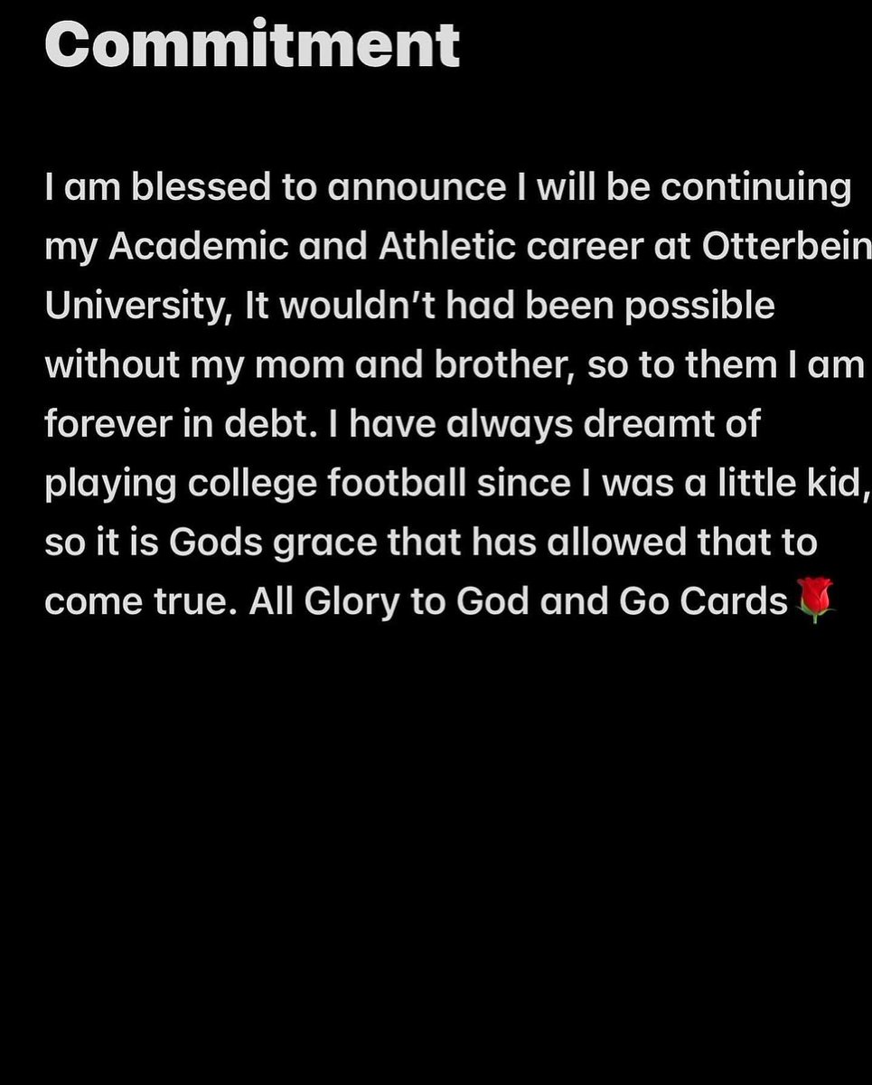 1000% Committed to Otterbein academically and athletically