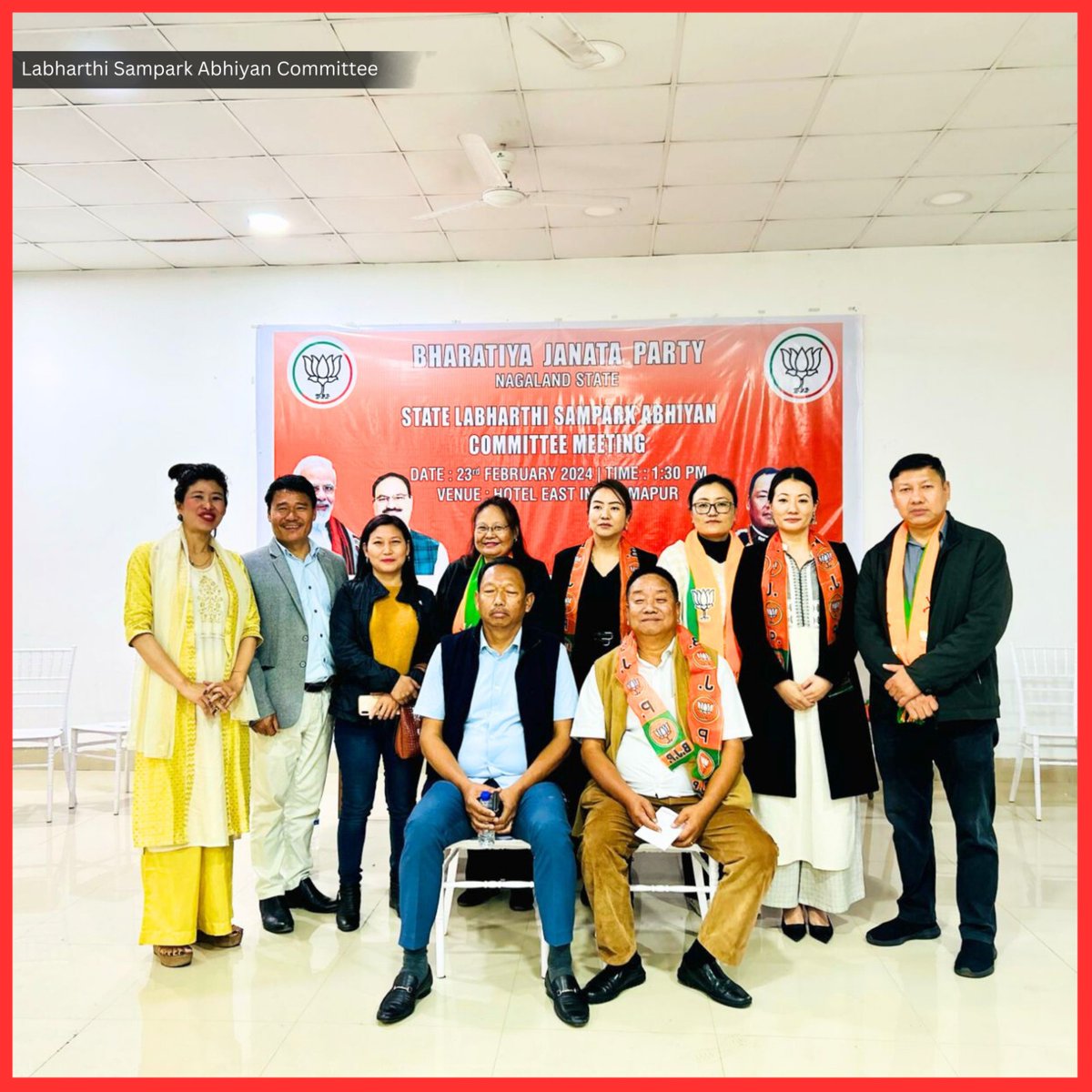 BJP Nagaland State Lok Sabha Pravas Yojana Committee held a meeting today at Dimapur with the 60 Mandals and discussed strategies for the upcoming Lok Sabha elections. Those who addressed the meeting included National Vice President Shri @MChubaAo ji, North-East Co-Incharge LSPY,