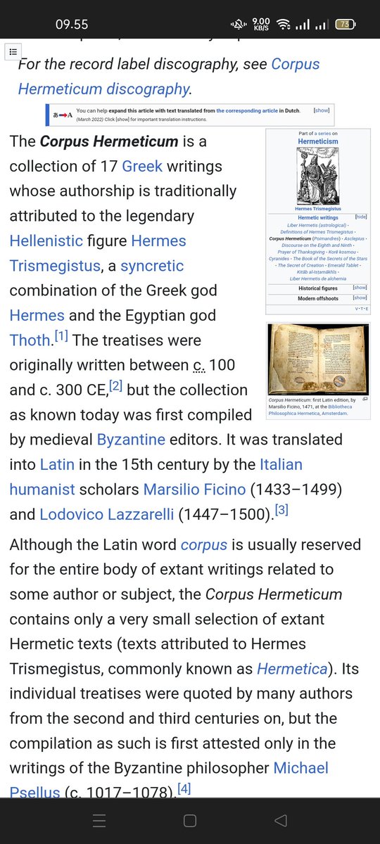 Hermetism attributed to 'Corpus Hermeticum' manuscript, which based from hellenistic.