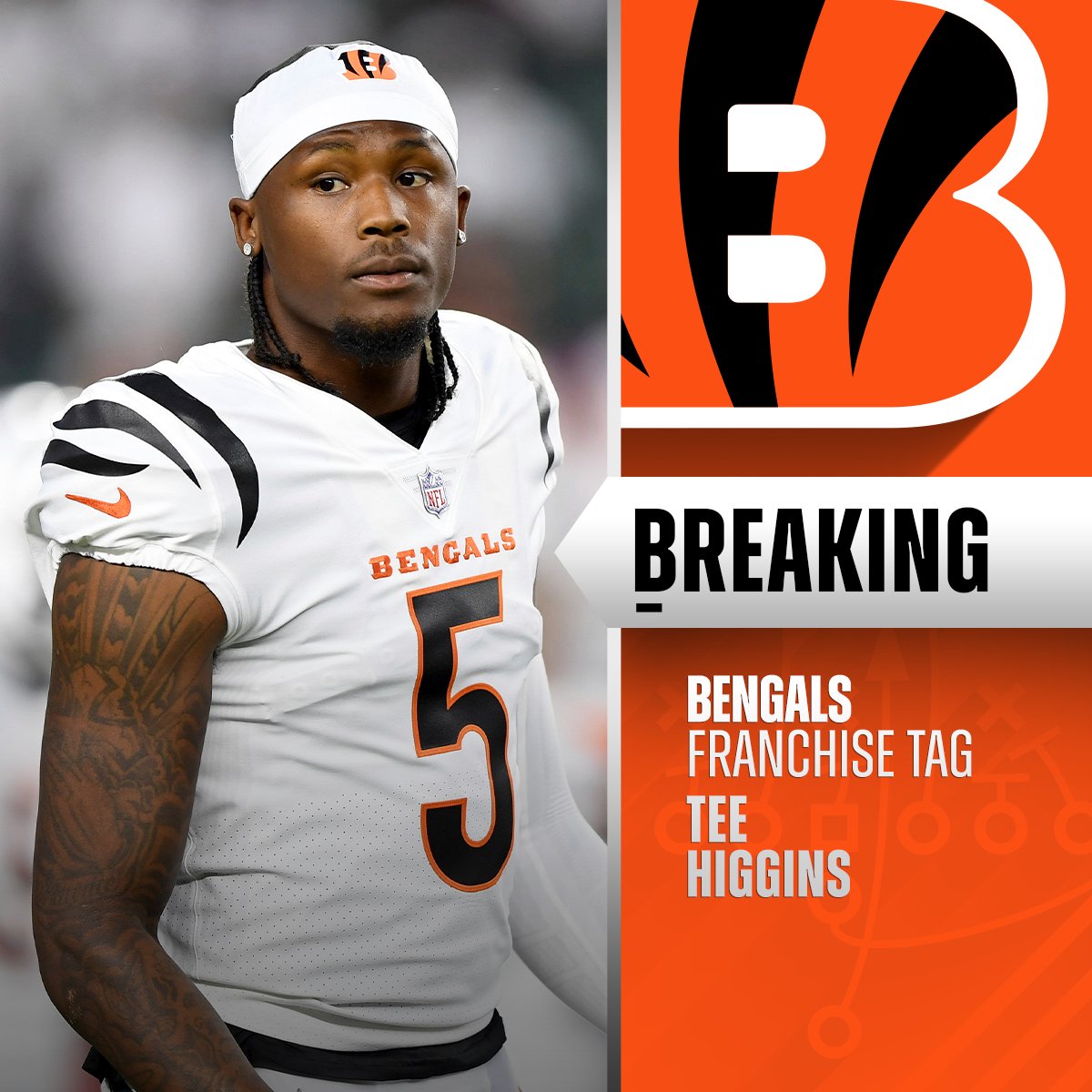 Bengals have informed WR Tee Higgins they are franchising him. (via @RapSheet)