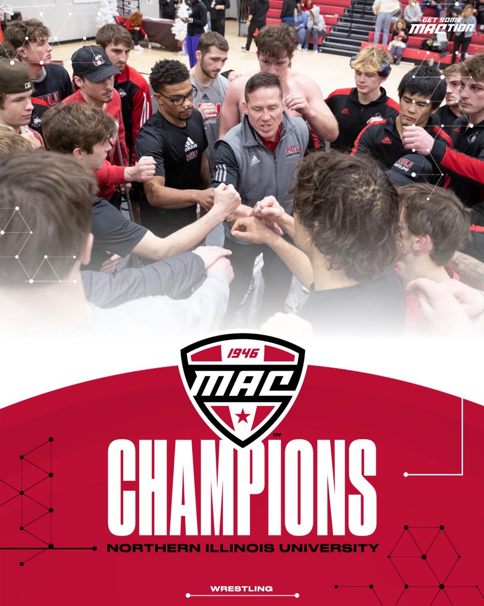 The Huskies are the MAC Wrestling West Division Champions! 🐺 @NIUWrestling | #MACtion