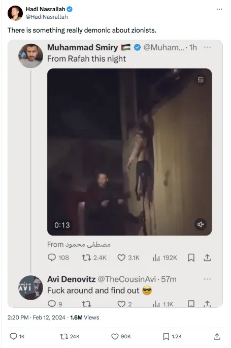 caitoz's tweet photo. Israel Supporters Are Some Of The Worst People In The World

Yesterday I shared a tweet about how Doctors Without Borders are now encountering children as young as five in Gaza who say they want to die because of the horrific things they have experienced during Israel’s ongoing genocidal onslaught.

It’s just about the most awful thing you can imagine, tiny children being so traumatized that they consciously don’t want to go on living. It boggles the mind to even contemplate it. But almost as soon as I shared my post, I got a response from an Israel supporter saying, “Gazans support Hamas. Hamas conducts Islamic extremist terror. Gazans should reconsider their support for Hamas.”

Later I got another response from an account with a bunch of flag emojis next to its name saying, “Before shedding tears for the people of Gaza, remember that they created Hamas, elected it, supported it, supplied it, worked for it, hid it, sheltered it, filled its ranks and celebrated all its atrocities.”

I received another response from an anonymous account saying “FAFO”, an acronym for “Fuck Around, Find Out”. Used here, it means that those small children who want to die because of the horrors they have experienced actually deserve it, because they are Gazan. Which is also essentially what the other two responders were saying as well.

This happens all the time. The other day I shared a report from an American doctor saying that IDF snipers have been picking off Gazan children with single shots to the head, and I again received a comment from someone saying “Fuck around and find out.”

They’re essentially standing over a pile of child corpses and puffing their chests like a guy who just won a pub brawl.

It might seem kind of petty to focus on individual comments from random social media accounts, but this happens so often, and I see other people talking about it too — I just saw a screenshot of a guy saying “fuck around and find out” in response to that gut-wrenching photo of a dead Palestinian girl ripped apart by an Israeli airstrike in Rafah earlier this month. So this is definitely a symptom of something profoundly ugly lurking in the underbelly of our society that’s worth drawing some attention to.

If you don’t interact with many Zionists in your day to day life or don’t have a large enough profile to be constantly swarmed by Israel apologists you might be unaware that this is happening, but the vitriol I’ve been seeing from Israel supporters on social media platforms since October 7 has been one of the most shocking and disturbing things I’ve ever witnessed.

Every single day these last four and a half months I’ve been inundated with comments from Israel supporters excusing the most monstrous acts imaginable in the most monstrous ways imaginable. People calling for the total destruction of Gaza. People saying the Gazans deserve what is happening to them. Saying the sickest shit you can possibly think of in response to news of terrible things happening to innocent children.

Over the years I’ve butted heads with pretty much every political faction in the English-speaking world at one point or another, and I can honestly say that Israel supporters are by far the absolute worst. No political faction I have ever interacted with is as immoral and dishonest, or so frequently says things that are so jaw-droppingly disgusting I am sure I must be misinterpreting it at first. I’ve never tangled with a more odious group of people.

And to be clear I’m not talking about a faction of just Israelis or Jews here; a huge percentage of these awful comments come from Christian Zionists and American rightists, with a decent smattering of Hindu nationalists from India who’ll support any excuse to cheerlead the killing of Muslims. The only unifying feature I’m seeing in the faction I’m talking about is that they support Israel and its actions in Gaza. What I’m saying here will be spun as antisemitic by Israel supporters no matter how I put it because Israel supporters are manipulative liars, but to be clear this is not about Jews at all.

There’s something seriously, seriously wrong with these people. They have no interest in truth or morality; all they care about is supporting their favorite ethnostate and murdering Palestinians. I guess when you’re already able to numb your heart and your mind enough to support an apartheid state that whose existence requires nonstop violence and abuse, when that state ramps up its atrocities to historic levels you’re not going to have enough of a conscience to see anything wrong with it.

Anyway that’s my rant for today. Just had to get that out. I don’t know what to do about any of this, but it’s probably worth bringing some consciousness to.