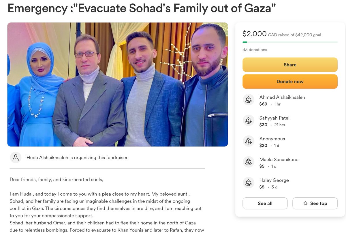 another underfunded campaign, this family is stuck in rafah and sohad has celiac disease so on top of the manufactured famine she is starving and suffering, omar has diabetes and has no access to medication, mohammed has three young children

gofundme.com/f/emergency-ev…