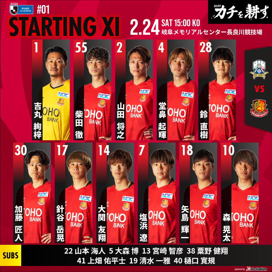 fufc_staff's tweet photo. 🦅｜𝙎𝙏𝘼𝙍𝙏𝙄𝙉𝙂 𝙓𝙄🔥

🏆明治安田J3リーグ 第1節
🆚#FC岐阜
⌚️2/24 15:00KO
🏟#岐阜メモリアルセンター長良川競技場

#0224岐阜
#福島ユナイテッド https://t.co/JAxnvX3TMb