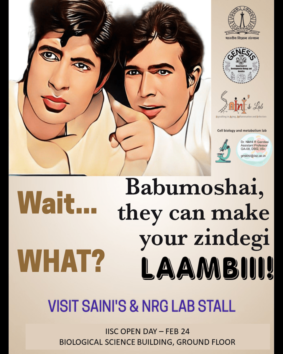 LabSaini68215's tweet image. Welcome to the IISc's Open Day 2024! Visit our stall today to glimpse the fascinating world of longevity and diabetes. Unlock the wonders of science with us! @iiscbangalore @DBGIISc #IIScOpenDay2024  #ExploreScience