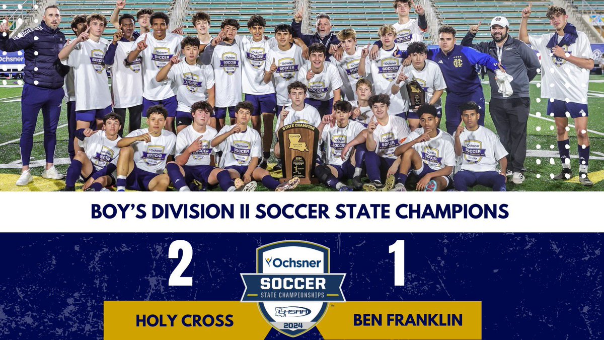LHSAA (@lhsaasports) on Twitter photo Congratulations to the Division II State Champions, Holy Cross! 🏆⚽️
<a href="/HolyCrossSchool/">Holy Cross School</a>
📸 <a href="/GeauxPrepsLA/">GeauxPreps.com</a> Congratulations to the Division II State Champions, Holy Cross! 🏆⚽️
<a href="/HolyCrossSchool/">Holy Cross School</a>
📸 <a href="/GeauxPrepsLA/">GeauxPreps.com</a>