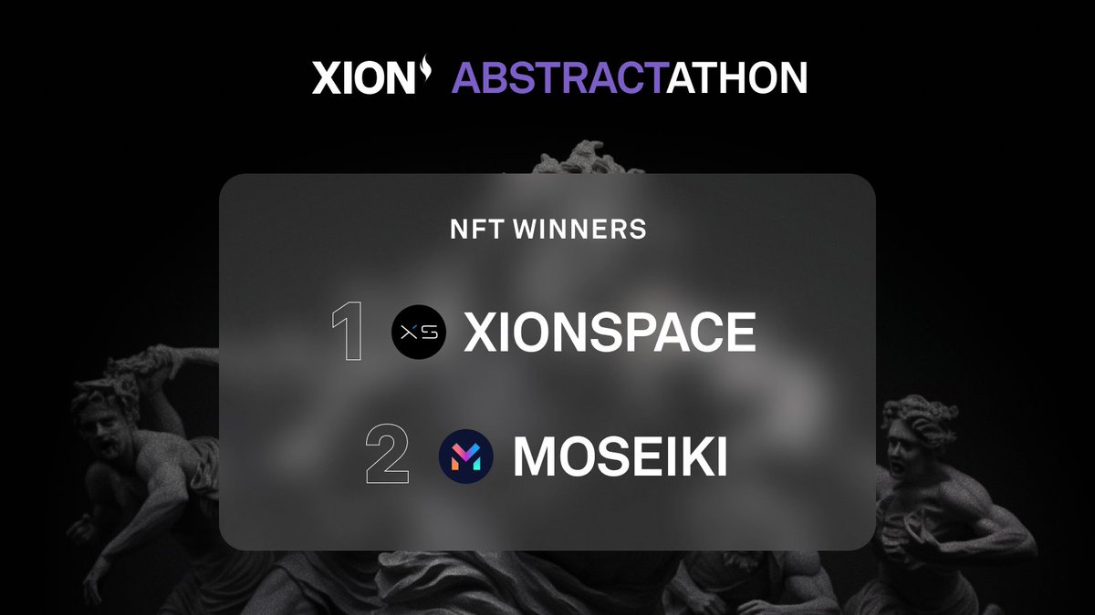 burnt_xion's tweet image. NFT Track Winners:

🥇 XionSpace (@xionnfts)
→ Native NFT creator studio &amp;amp; marketplace

🥈 Moseiki (@MoseikiApp)
→ Social network reimagining content ownership by bridging Web2 and Web3