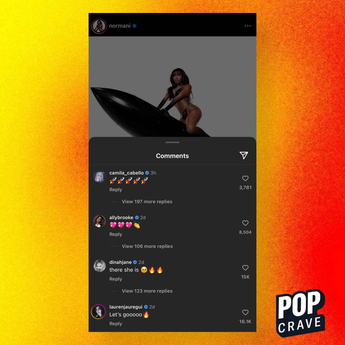 PopCrave's tweet image. All Fifth Harmony members showed support under Normani’s album announcement.