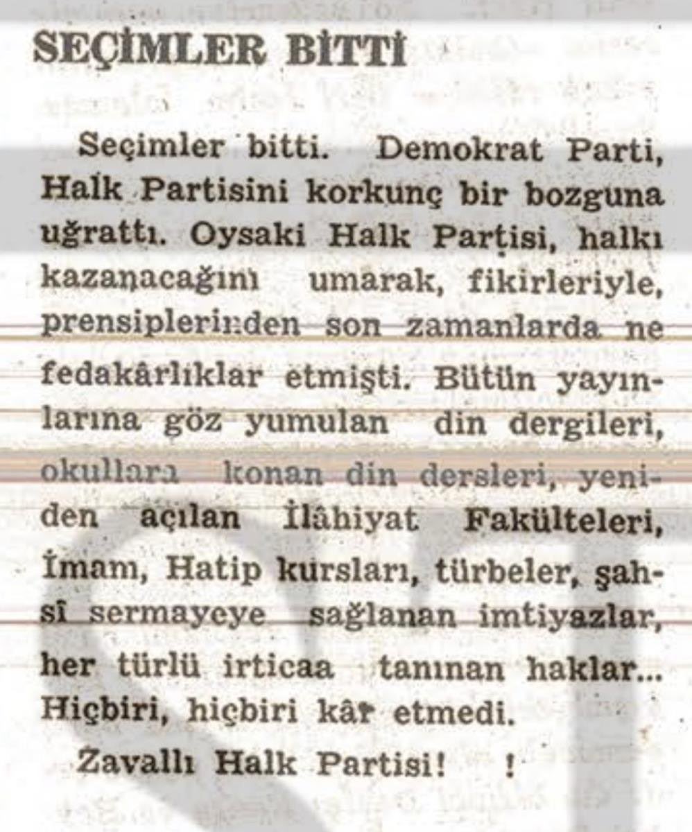 Türk siyaseti trajik bir döngüden ibaret sanki... 1950...