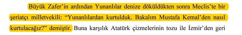 anatolianBeg's tweet photo. "Kuva-yı Milliye yıllarında Atatürk’ün devrimci yönünden eser görülmez. O dönemde meclisin çoğunluğu şeriatçıdır. Atatürk’ün bu devirde çekilen resimlerinden birinde sağ tarafında bir şeyh, sol tarafında bir hoca görünür. Dönemin Eğitim Bakanlığı yüzlerce yeni medrese açmış ve içki yasağı kanunu bir şeriat kanunu olarak meclisten geçirmiştir. (...) Atay, bir yazısında, 23 Nisan Meclisi’nin özelliklerinden bahsetmiştir. Meclis çoğunluğu gericidir. Bu Meclis, yüzlerce medrese açmış, okullardan resim dersini kaldırmış ve içki yasağını bir şeriat kanunu olarak geçirmiştir. 23 Nisan Meclisi’nin tek umudu, İstanbul’da Halife’ye dönmek ve şeriat devletini kurmaktır. Sakarya Zaferi Mustafa Kemal’i meclise karşı kuvvetlendirmiş; ancak meclisteki gerici muhalefeti yatıştıramamıştır. Büyük Zafer’in ardından Yunanlılar denize döküldükten sonra Meclis’te bir şeriatçı milletvekili: “Yunanlılardan kurtulduk. Bakalım Mustafa Kemal’den nasıl kurtulacağız?” demiştir. Zaferden sonra meclis, Mustafa Kemal’i milletvekili seçilmekten alıkoymak için bir seçim maddesi değişikliğini bile teklif etmiştir."

(Kaynak: https://t.co/2RtJSQG9rl)

Birinci Meclis sürekli Mustafa Kemal Paşa ile mücadele halinde, kaçınılmaz sonuç olarak biri diğerini tasfiye edecekti.