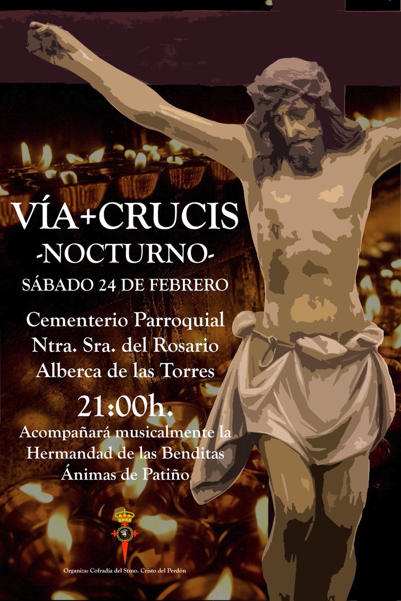 Acompáñanos esta noche al Via Crucis nocturno.

⏰ 21:00h
📍Cementerio Parroquial