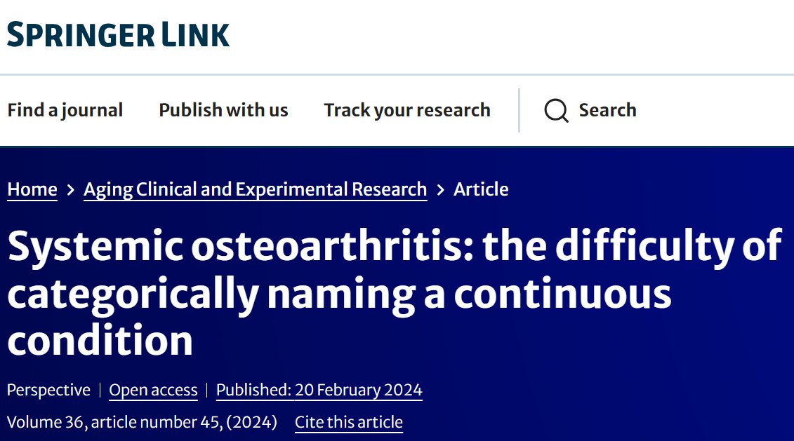 doctorneyro's tweet image. #OA should be approached as #systemicdisease, considering #patientfactors (#genetics, #inflammatory response, #lifestyle). 

#Medicalcare should be more #holistic and #personalized. 

Consideration of a #namechange, such as #systemicOA, could help  

link.springer.com/article/10.100…