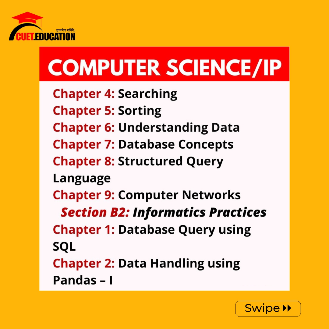 CUET 2024 Computer Science/ Informatics Practice Syllabus 
#cuet #cuet2024 #cuetug #college #cuetsyllabus  #computerscience #ip #informaticspractices #class12 #ncert #delhiuniversity #bhu #CUETEDUCATION #graduation  #cuetexam #cuetsyllabus #nta