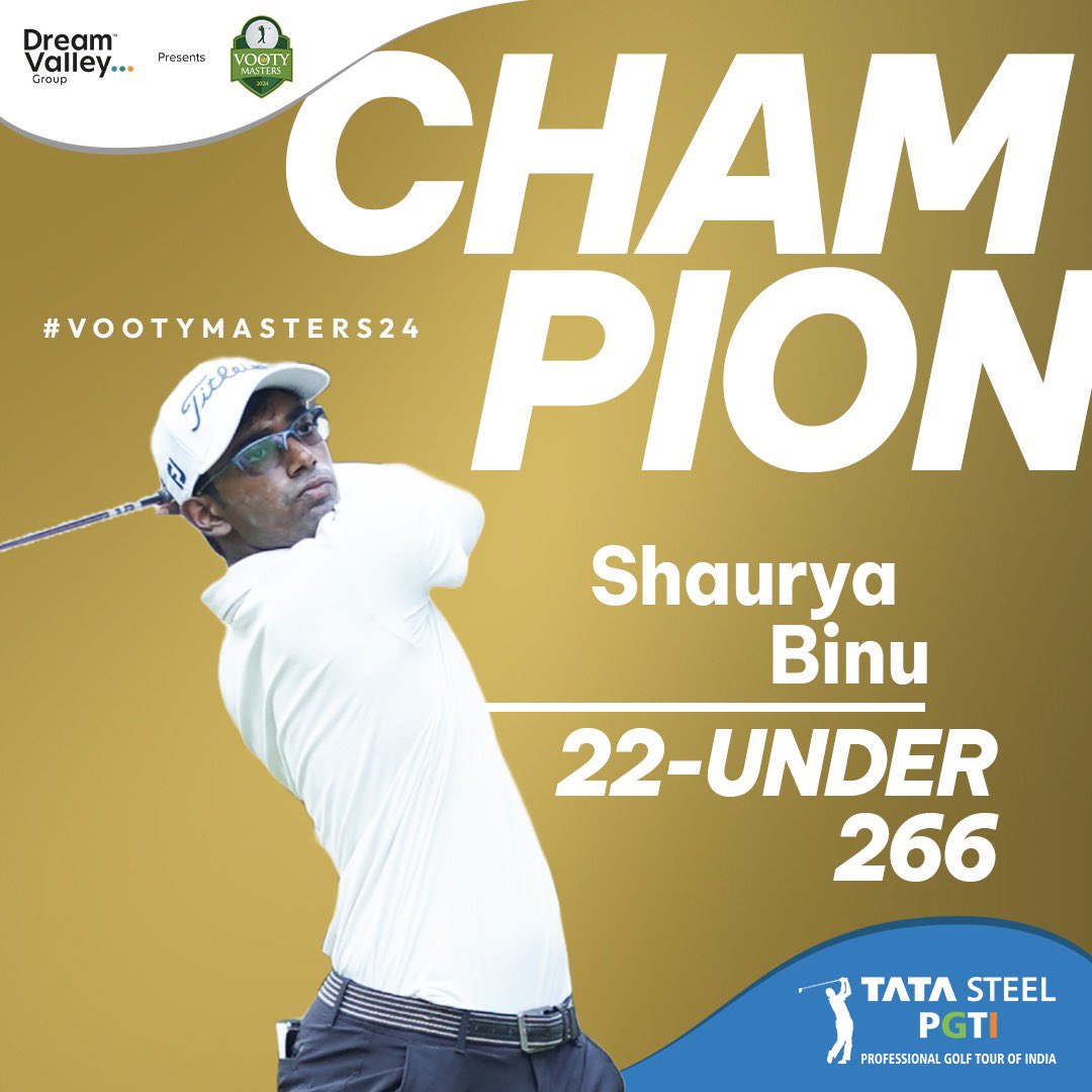 Shaurya Binu wins it on a canter! Keeping his cool, and stringing a series of birdies on Day 4, the teen prodigy romped home in style to clinch his maiden title at the Dream Valley Group presents Vooty Masters 2024.