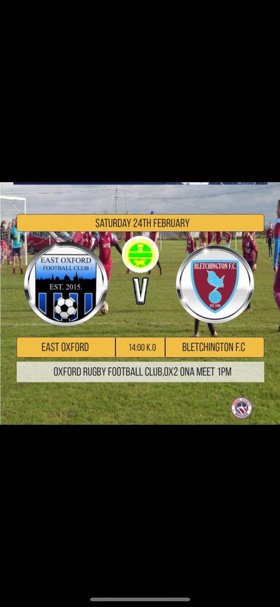 Bletchington FC (@bletchingtonfc) on Twitter photo Gameday! 🔥🔥
HUGE 6 pointer as we head over to <a href="/EastOxfordFC/">East Oxford Men & Ladies</a> this afternoon, a must win game for the boys as we look to build on some positive performances!
Kick off 2pm
UTB 💜 Gameday! 🔥🔥
HUGE 6 pointer as we head over to <a href="/EastOxfordFC/">East Oxford Men & Ladies</a> this afternoon, a must win game for the boys as we look to build on some positive performances!
Kick off 2pm
UTB 💜
