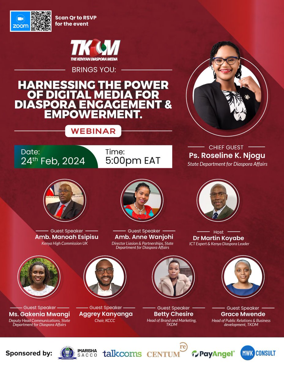 Join us for an exclusive webinar where experts share invaluable insights on harnessing the power of digital media for diaspora empowerment and engagement. Registration is still ongoing register now to secure your spot: us02web.zoom.us/webinar/regist… 
#TKDM #DiasporaConnect #Diaspora