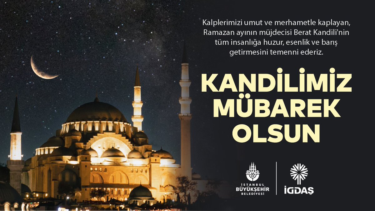 Kalplerimizi umut ve merhametle kaplayan, Ramazan ayının müjdecisi Berat Kandili'nin tüm insanlığa huzur, esenlik ve barış getirmesini temenni ederiz.