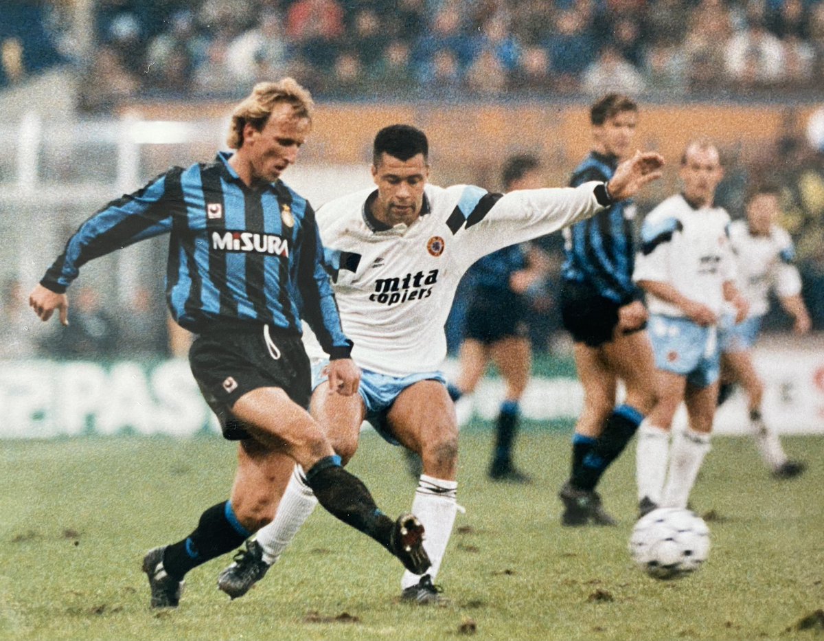 Sad to hear Andreas Brehme passed away this week, love this picture of him with Paul McGrath at the San Siro