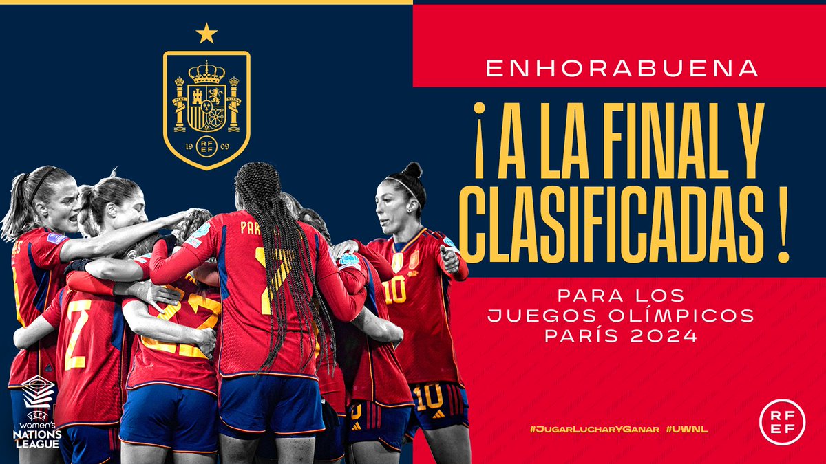 FedExFutbol's tweet photo. 📸😍El fútbol femenino español sigue haciendo historia.

👏👏👏¡Enhorabuena @SEFutbolFem, ✅CLASIFICADA para los 🥇@Olympics de 📍París 2024!

¡Pedro Rocha y Ángeles Aguilera, testigos de la hazaña!

#Extremadura💚🤍🖤
#JugamosEnEquipo https://t.co/qdddRgycG8