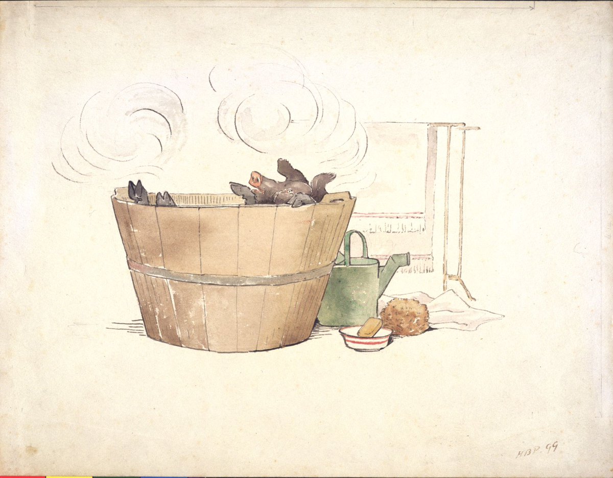 Pig in a tub by Beatrix Potter 🛁 🐷 We hope you’re having a restful weekend, whatever you’re doing ❤️