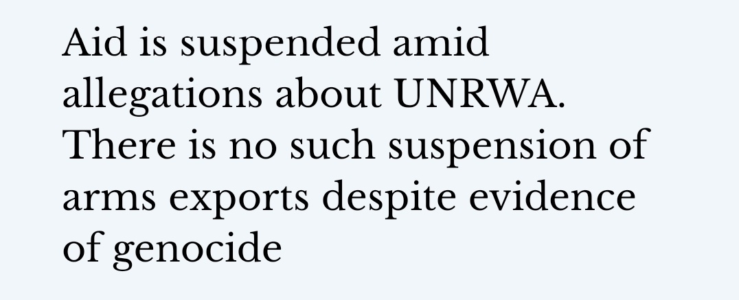 Despite plausible evidence of genocide, relief aid is suspended. There is no such suspension of arms and weapons.