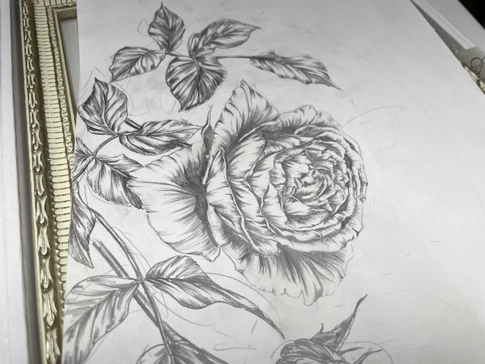 下絵額装デー。
何枚もまとめてやるとけっこう大変。 